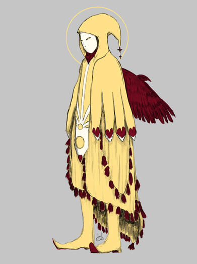 proof of concept personal design for the king in yellow, as if he were personified in the book, or play referenced in the book